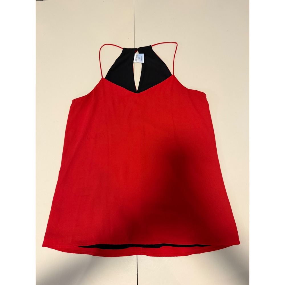 Express Barcelona Cami Red with black liner Halter Keyhole Tank Top Womens sizeM